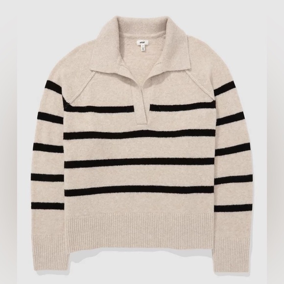 aerie Sweaters - Aerie Cream and Black Striped Sweater